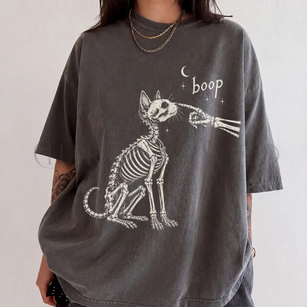 Boop Cat Skeleton Comfort Colors T-Shirt - T-Shirt