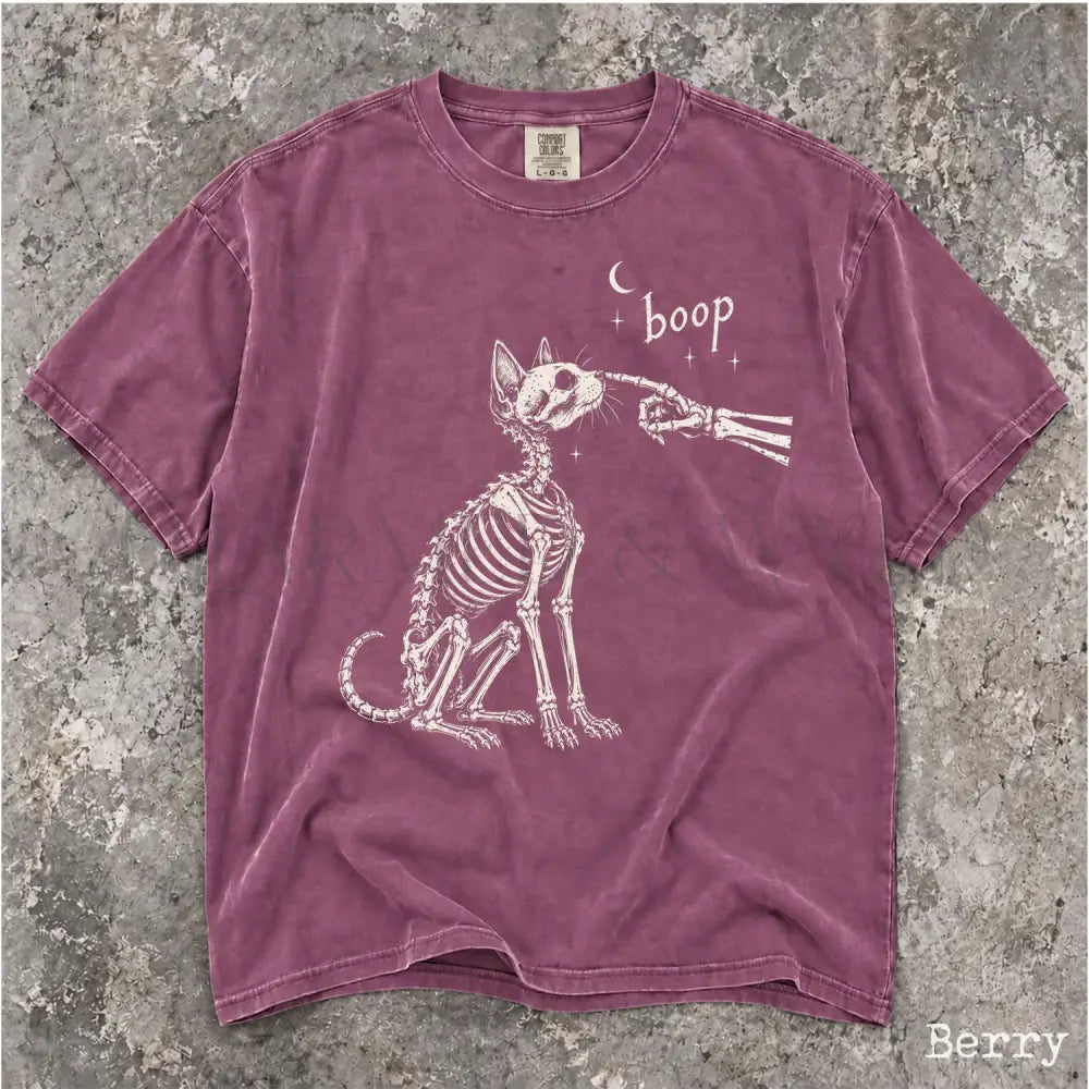 Boop Cat Skeleton Comfort Colors T-Shirt - Berry / S - T-Shirt