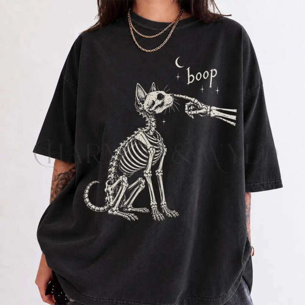 Boop Cat Skeleton Comfort Colors T-Shirt - Black / S - T-Shirt