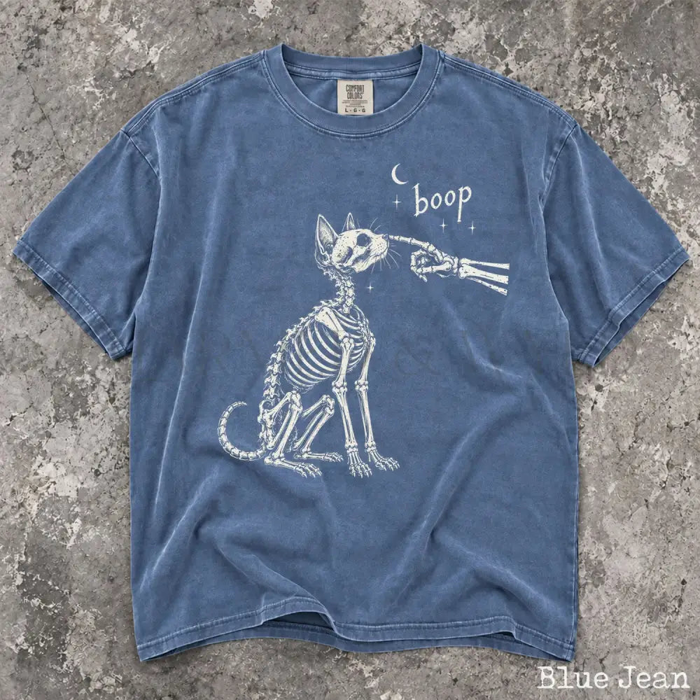 Boop Cat Skeleton Comfort Colors T-Shirt - Blue Jean / S - T-Shirt