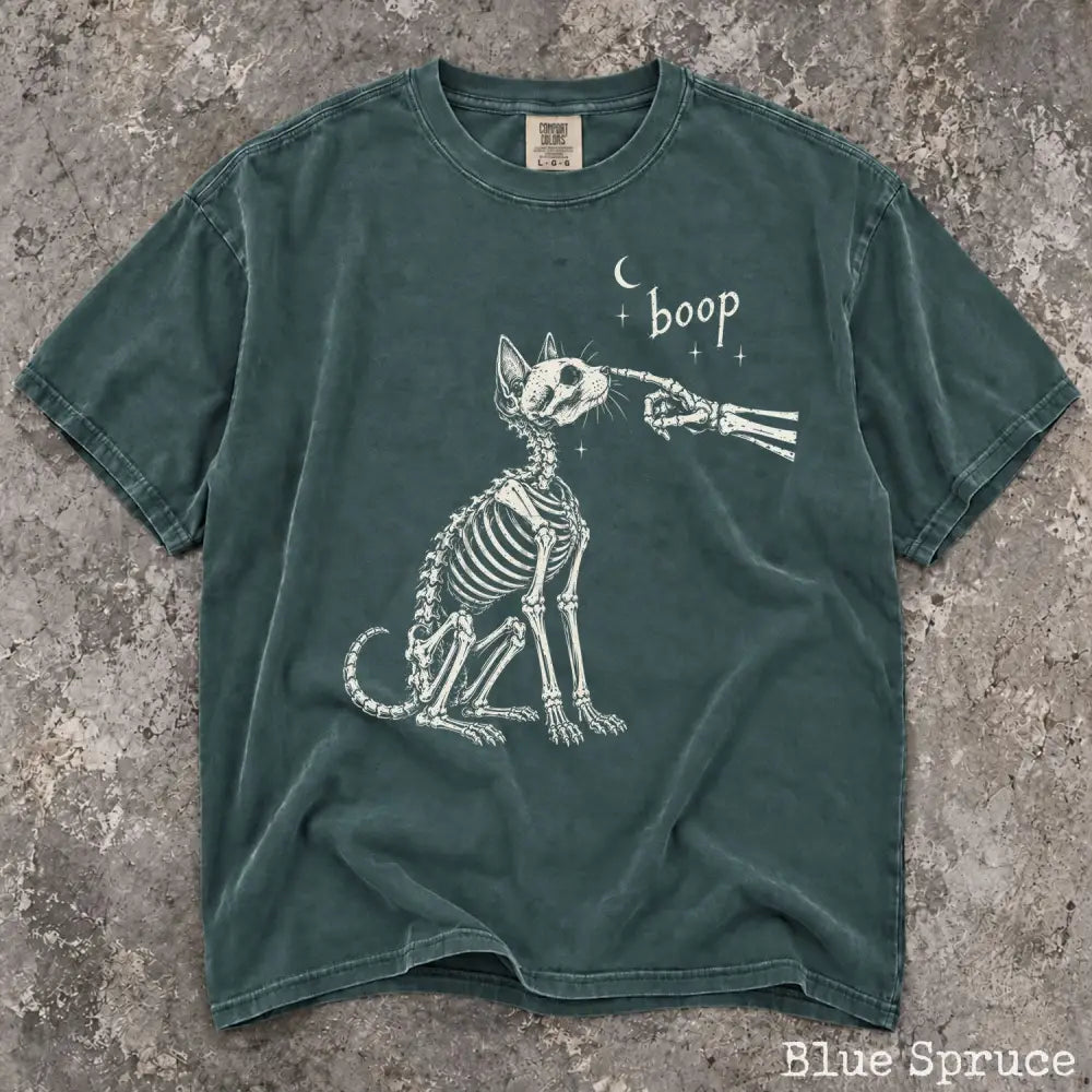 Boop Cat Skeleton Comfort Colors T-Shirt - Blue Spruce / S - T-Shirt