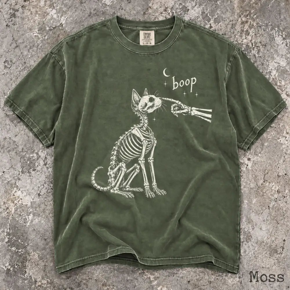 Boop Cat Skeleton Comfort Colors T-Shirt - Moss / S - T-Shirt