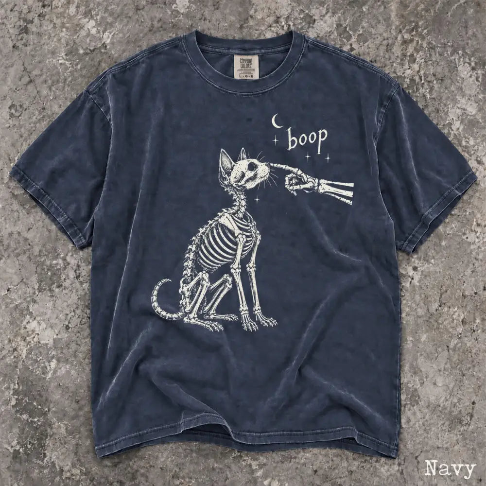 Boop Cat Skeleton Comfort Colors T-Shirt - Navy / S - T-Shirt