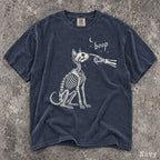 Boop Cat Skeleton Comfort Colors T-Shirt - Navy / S - T-Shirt