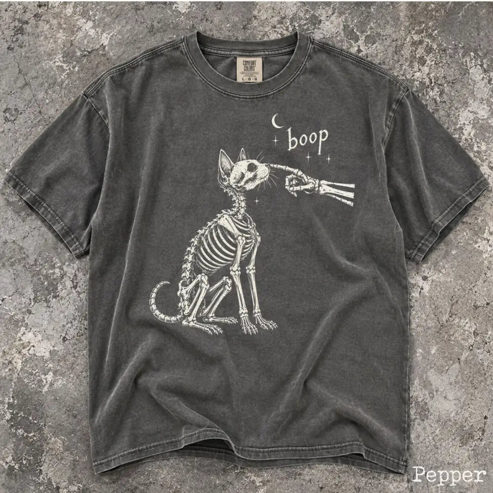Boop Cat Skeleton Comfort Colors T-Shirt - Pepper / S - T-Shirt