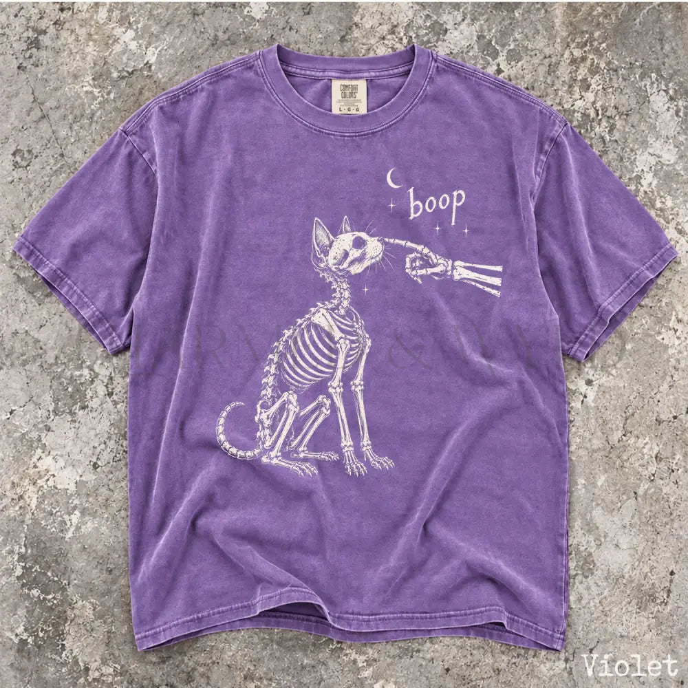 Boop Cat Skeleton Comfort Colors T-Shirt - Violet / S - T-Shirt