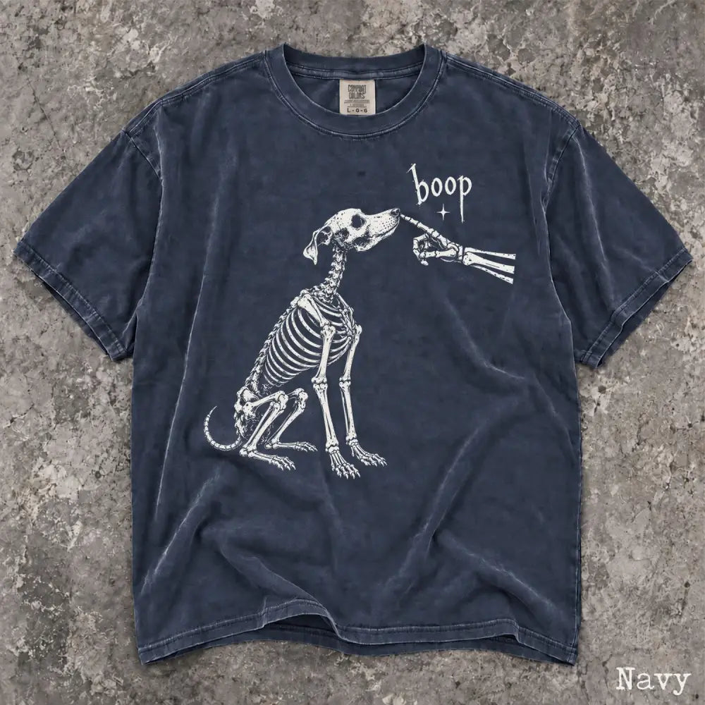 Boop Dog Skeleton Comfort Colors T-Shirt - Navy / S - T-Shirt