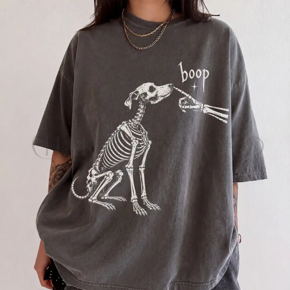 Boop Dog Skeleton Comfort Colors T-Shirt - Pepper / S - T-Shirt