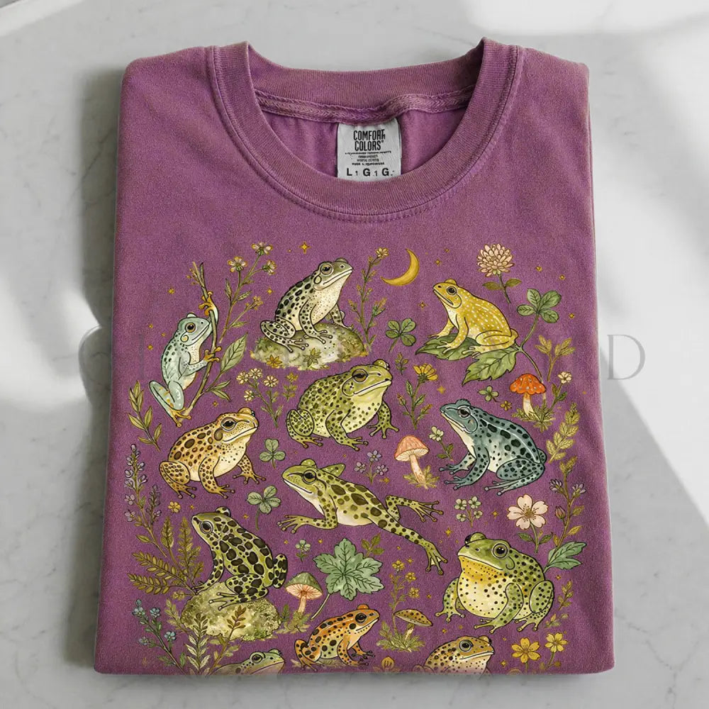 Botanical Frog T-Shirt - Berry / S - T-Shirt