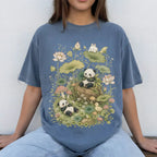 Botanical Panda T-Shirt - Blue Jean / S - T-Shirt