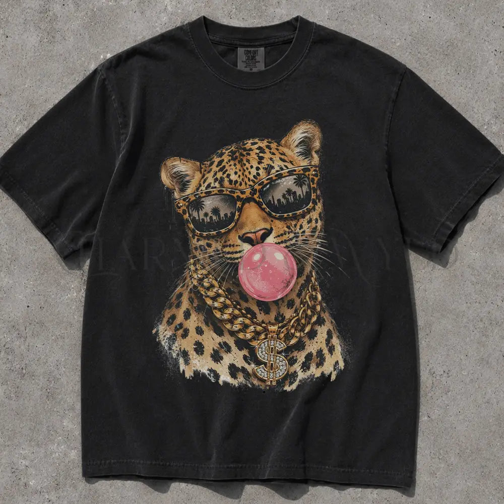 Bubblegum Leopard Comfort Colors T-Shirt - Black / S - T-Shirt