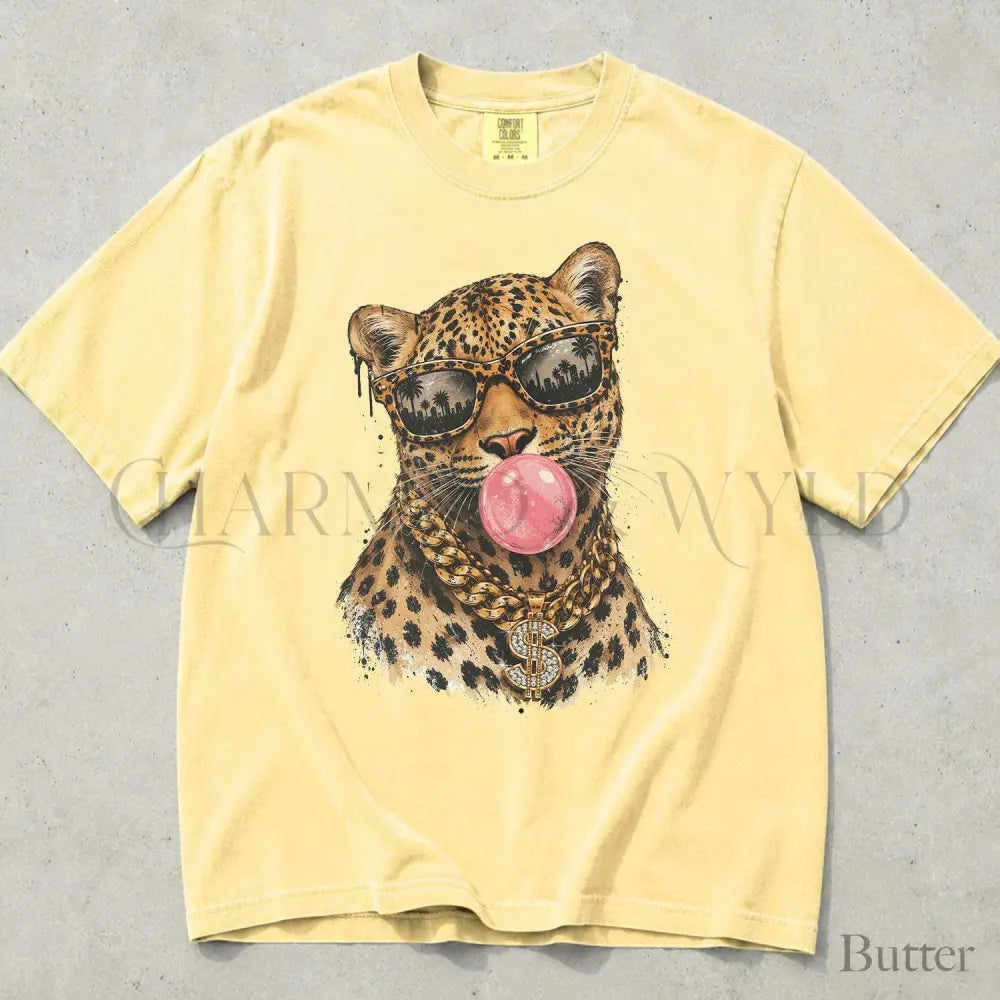 Bubblegum Leopard Comfort Colors T-Shirt - Butter / S - T-Shirt
