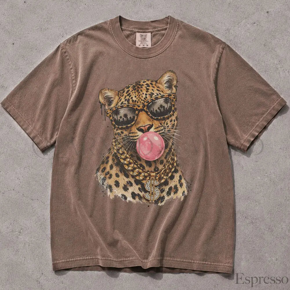 Bubblegum Leopard Comfort Colors T-Shirt - Espresso / S - T-Shirt