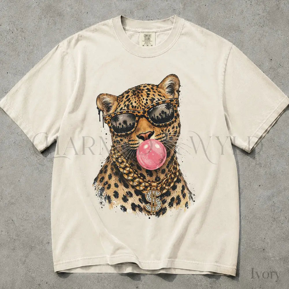 Bubblegum Leopard Comfort Colors T-Shirt - Ivory / S - T-Shirt