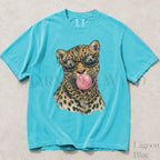 Bubblegum Leopard Comfort Colors T-Shirt - Lagoon Blue / S - T-Shirt