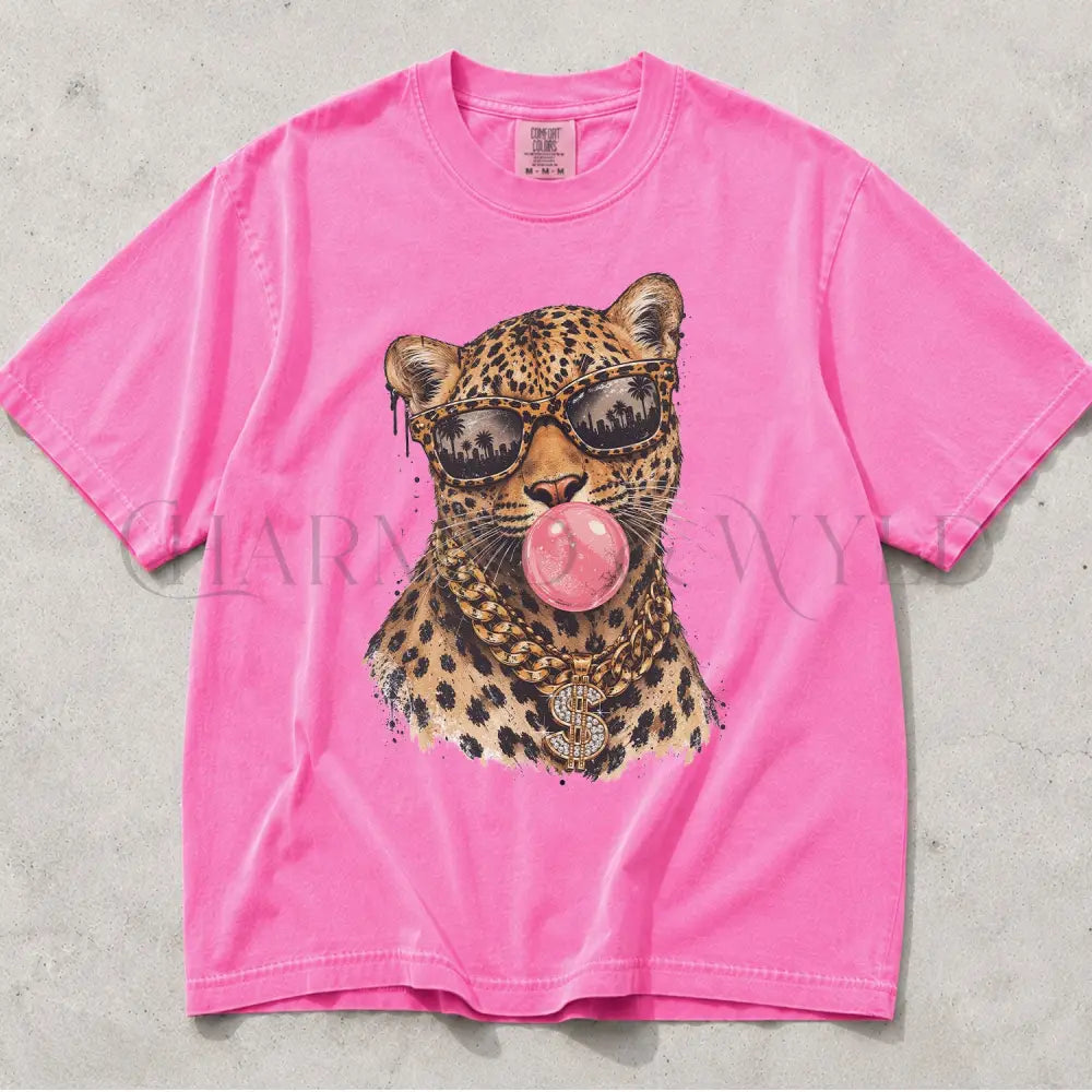 Bubblegum Leopard Comfort Colors T-Shirt - Neon Pink / S - T-Shirt