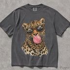 Bubblegum Leopard Comfort Colors T-Shirt - Pepper / S - T-Shirt