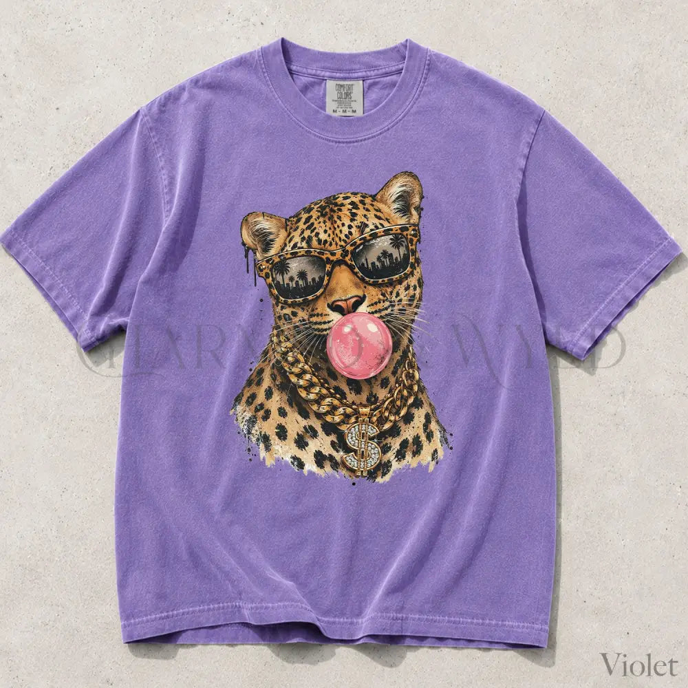 Bubblegum Leopard Comfort Colors T-Shirt - Violet / S - T-Shirt