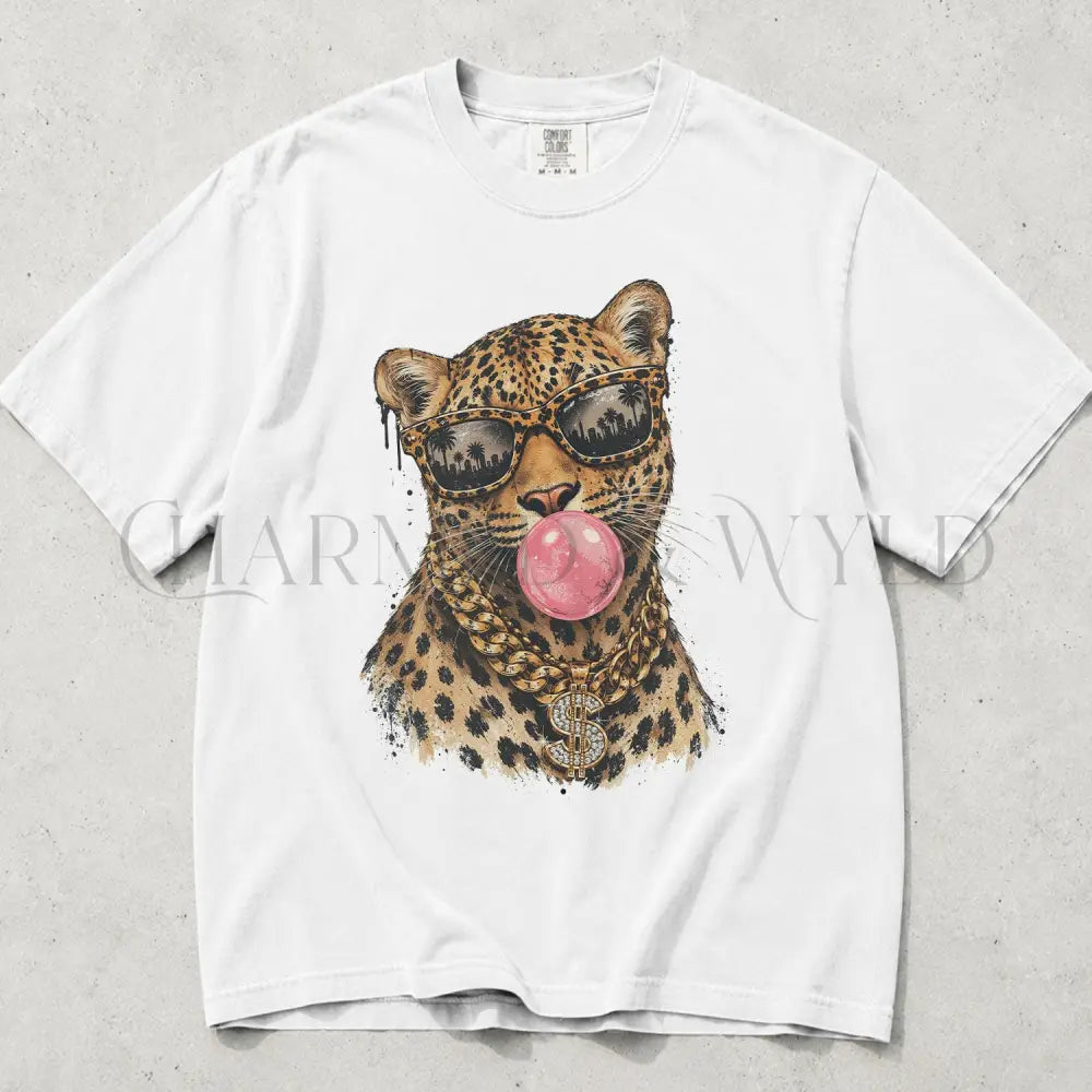 Bubblegum Leopard Comfort Colors T-Shirt - White / S - T-Shirt