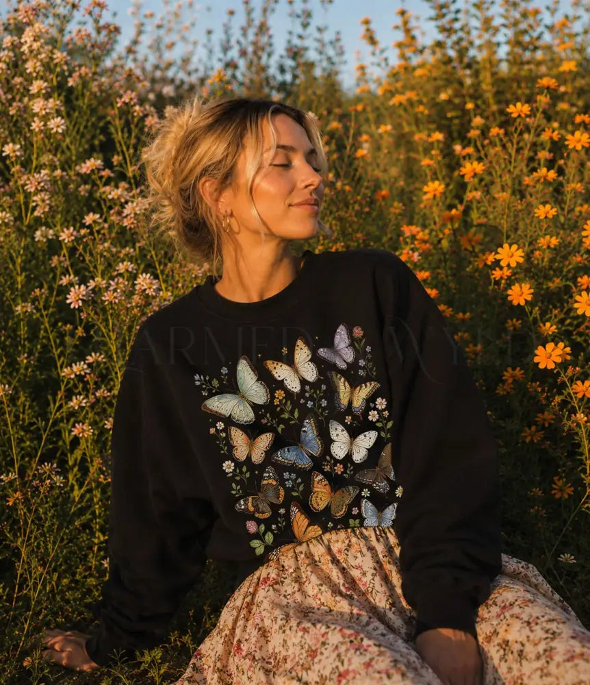 Butterfly Garden Graphic Sweatshirt - Charmed and Wyld