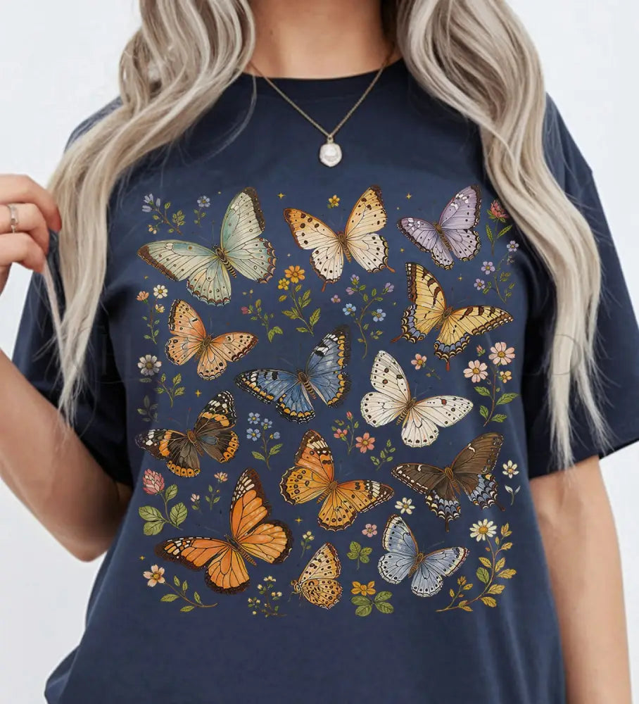 Butterfly T-Shirt - Navy / S - T-Shirt