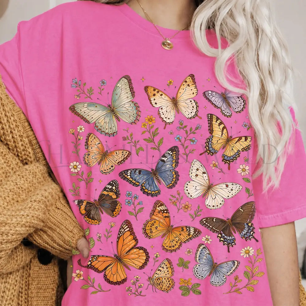 Butterfly T-Shirt - Neon Pink / S - T-Shirt