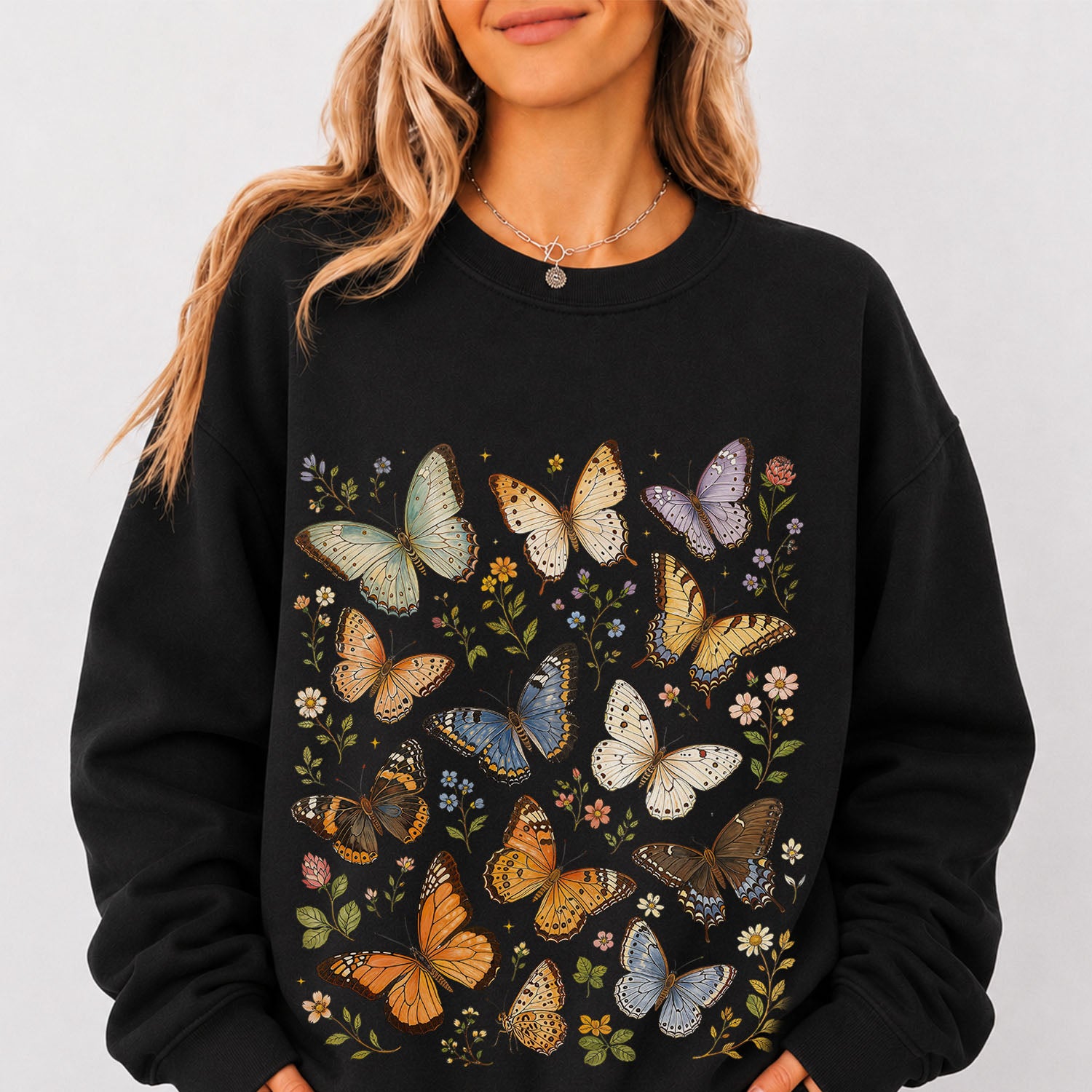 Butterfly Garden Graphic Sweatshirt