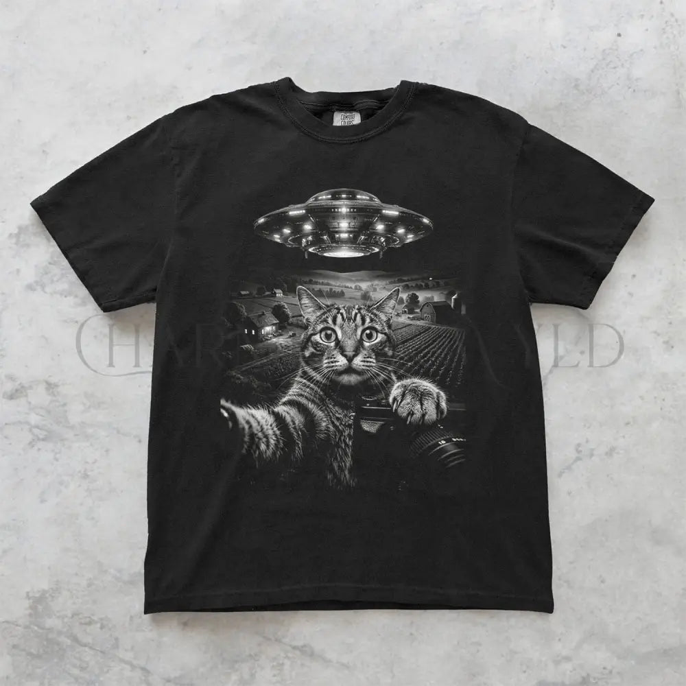 Cat UFO Graphic T-Shirt - Charmed and Wyld