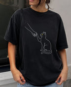 Cat Fist Bump Line Graphic T-Shirt - Charmed and Wyld