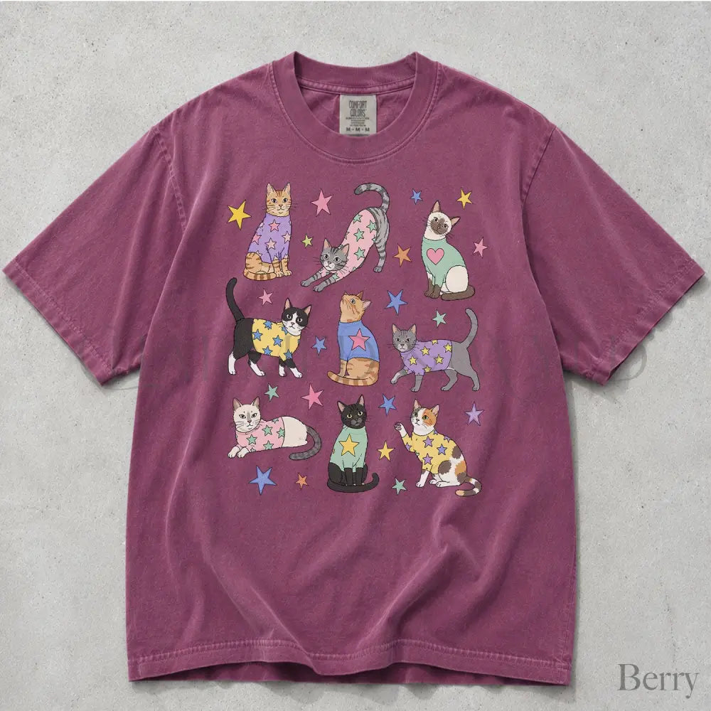 Cats in Sweaters Comfort Colors T-Shirt - Berry / S - T-Shirt