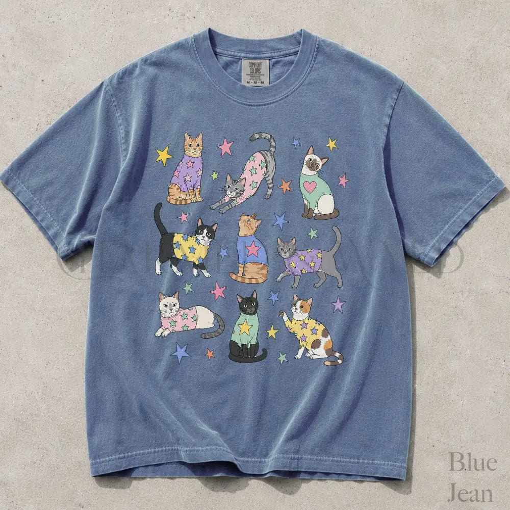Cats in Sweaters Comfort Colors T-Shirt - Blue Jean / S - T-Shirt