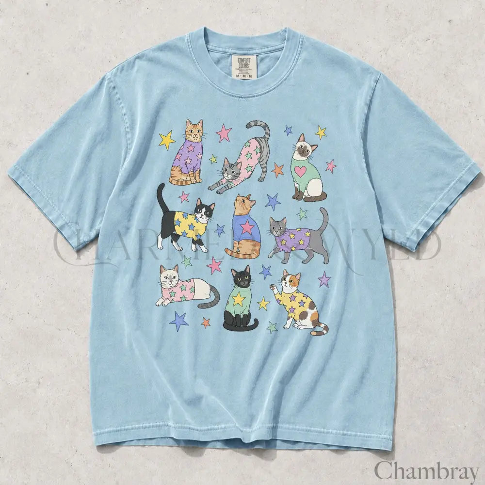 Cats in Sweaters Comfort Colors T-Shirt - Chambray / S - T-Shirt