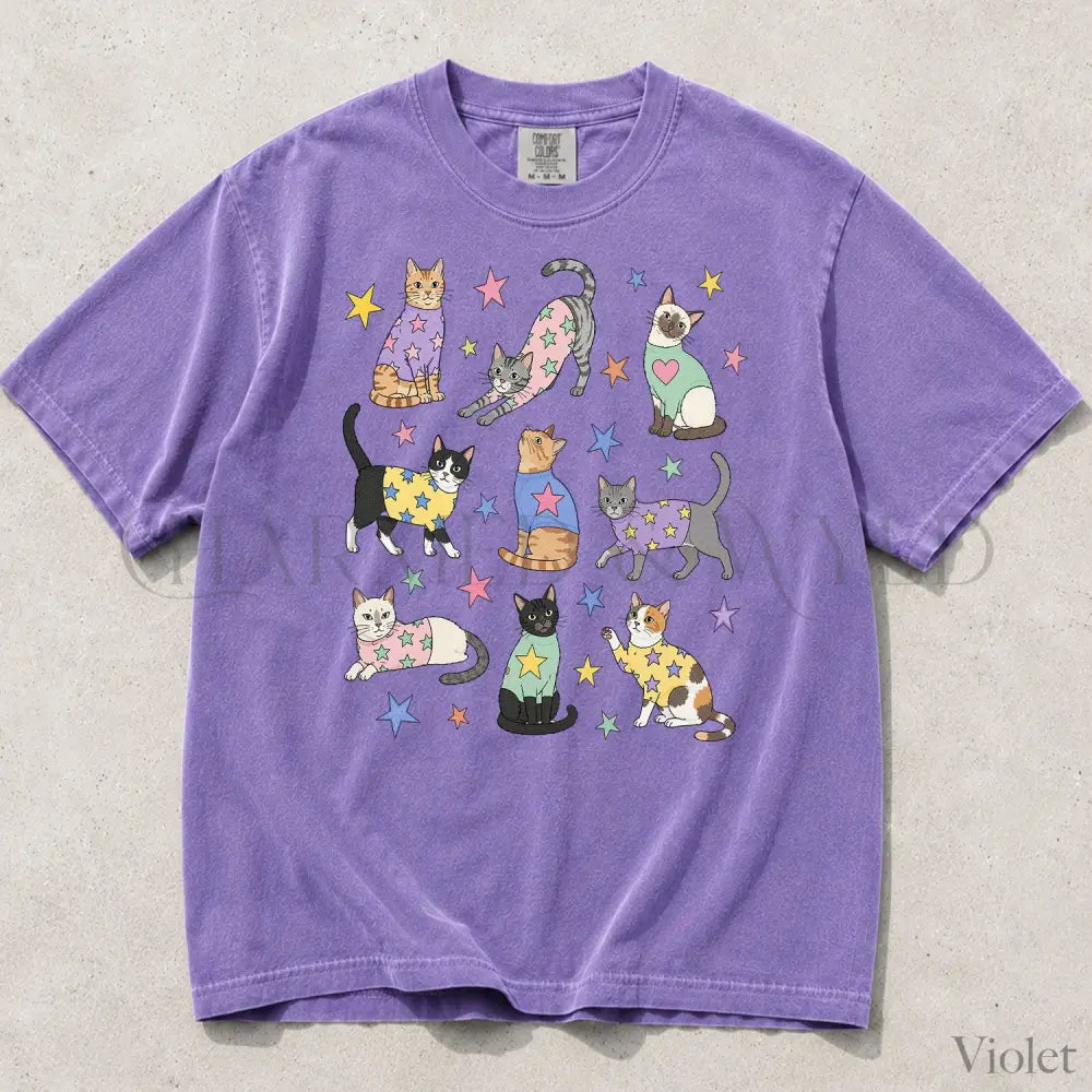 Cats in Sweaters Comfort Colors T-Shirt - Violet / S - T-Shirt