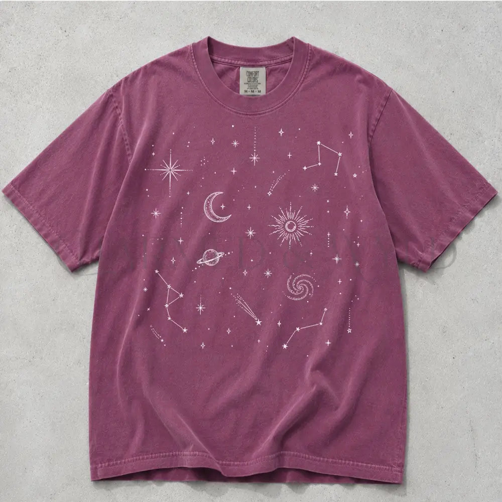 Celestial Astrology Comfort Colors T Shirt - Berry / S - T-Shirt
