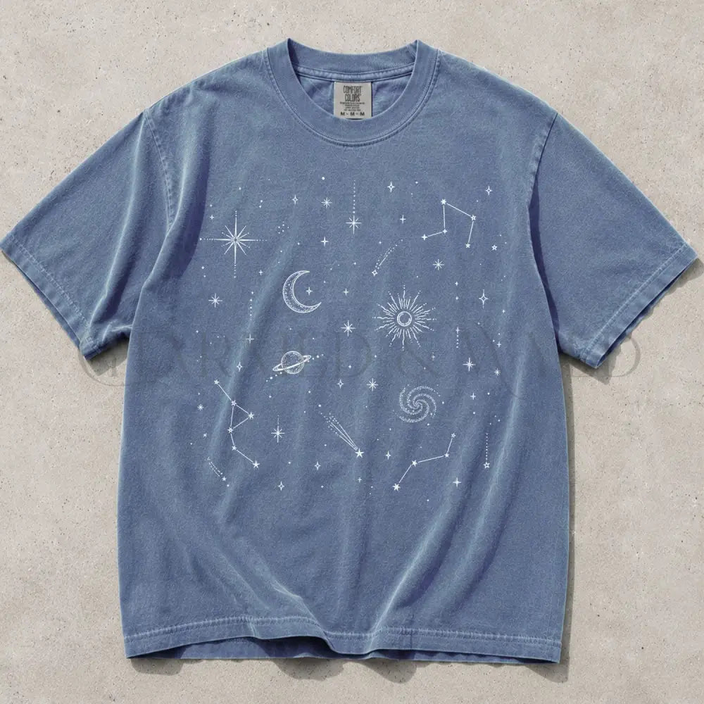 Celestial Astrology Comfort Colors T Shirt - Blue Jean / S - T-Shirt