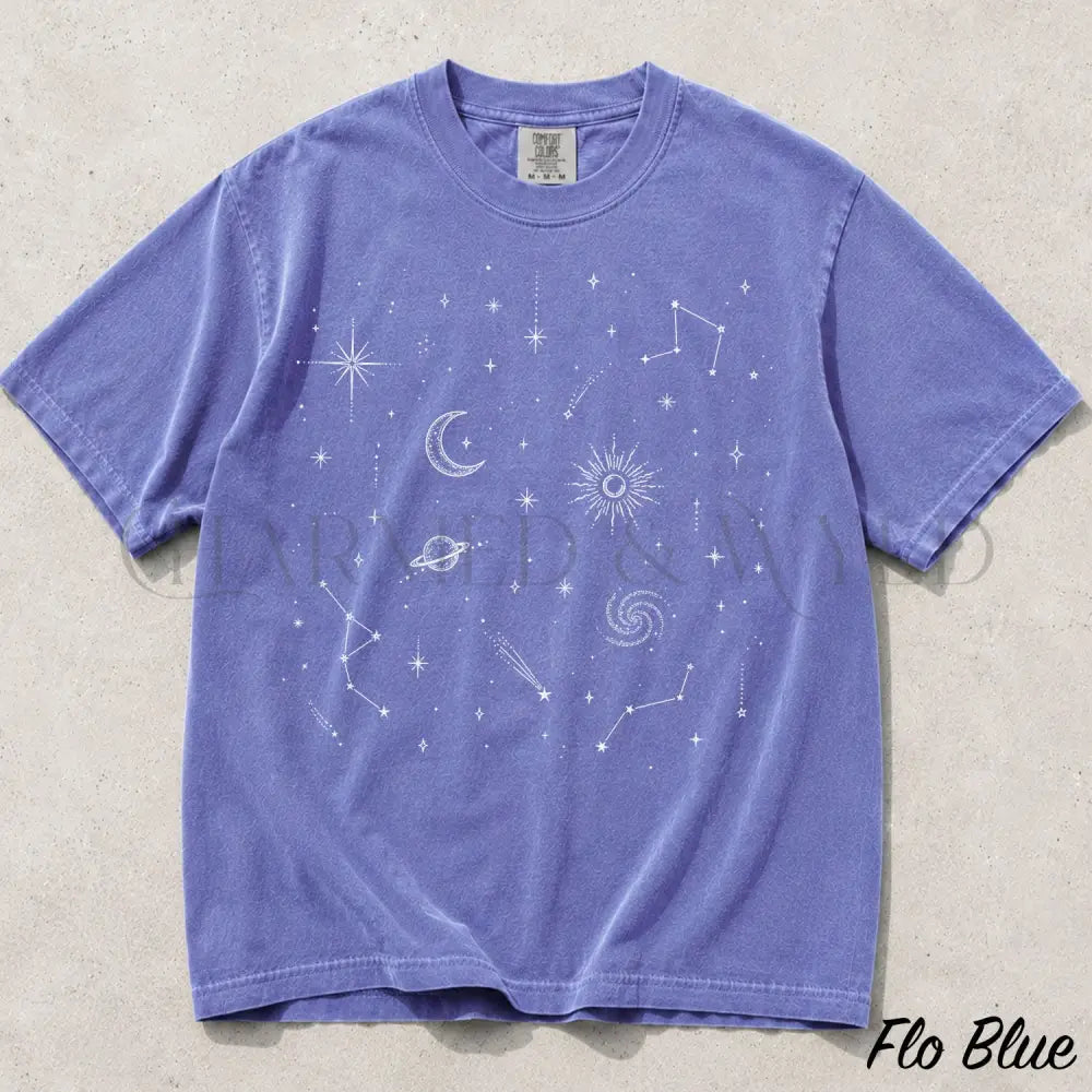 Celestial Astrology Comfort Colors T Shirt - Flo Blue / S - T-Shirt