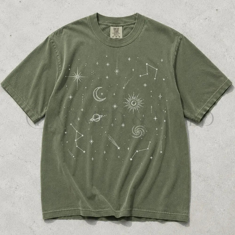 Celestial Astrology Comfort Colors T Shirt - Moss / S - T-Shirt