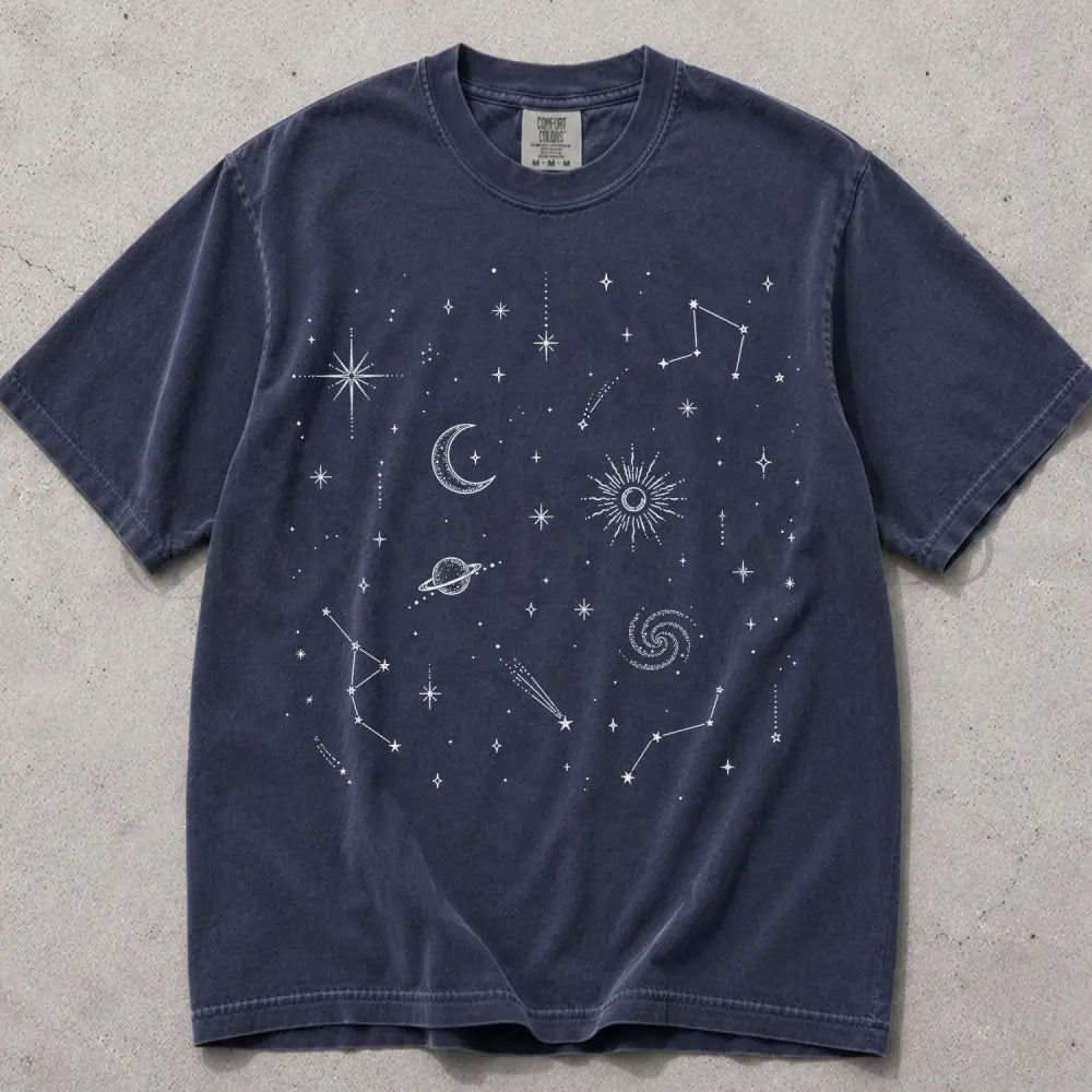 Celestial Astrology Comfort Colors T Shirt - Navy / S - T-Shirt