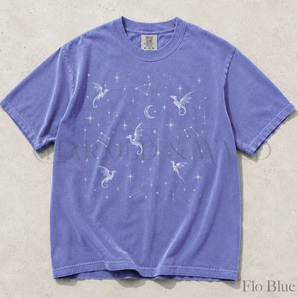 Celestial Dragon Comfort Colors T-Shirt - Flo Blue / S - T-Shirt