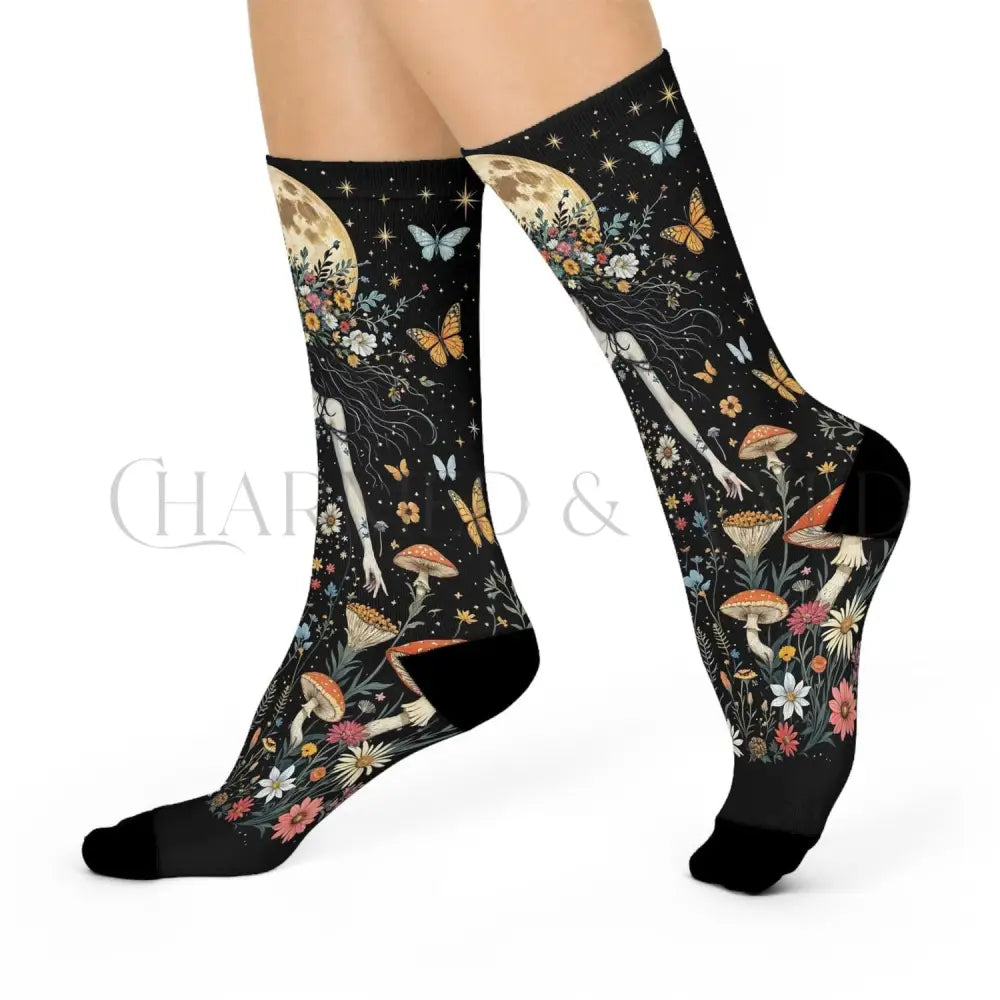 Celestial Goddess Mushroom Moth Adults Unisex Socks