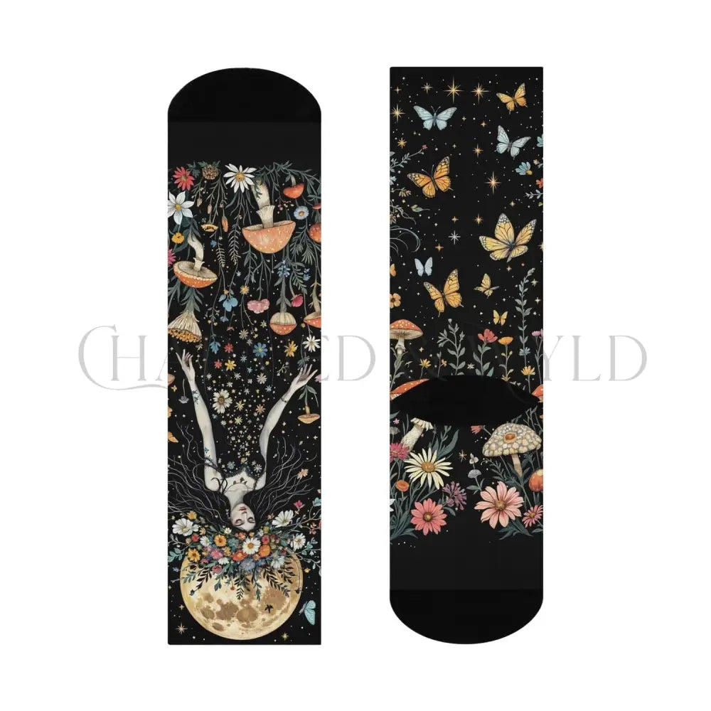 Celestial Goddess Mushroom Moth Adults Unisex Socks