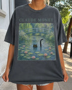 Claude Monet Inspired Black Cat T-Shirt - T-Shirt