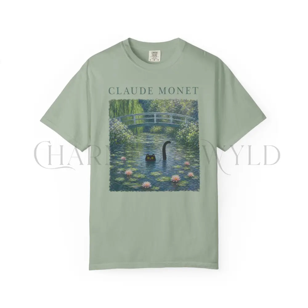 Claude Monet Inspired Black Cat T-Shirt - Bay / S - T-Shirt