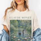 Claude Monet Inspired Black Cat T-Shirt - Ivory / S - T-Shirt