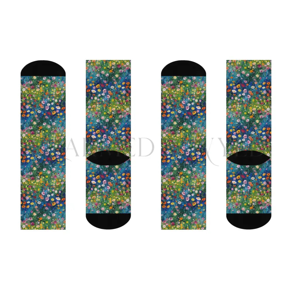 Claude Monet Inspired Floral Socks - One size / 3/4 Crew - All Over Prints