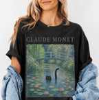 Claude Monet Inspired Black Cat T-Shirt