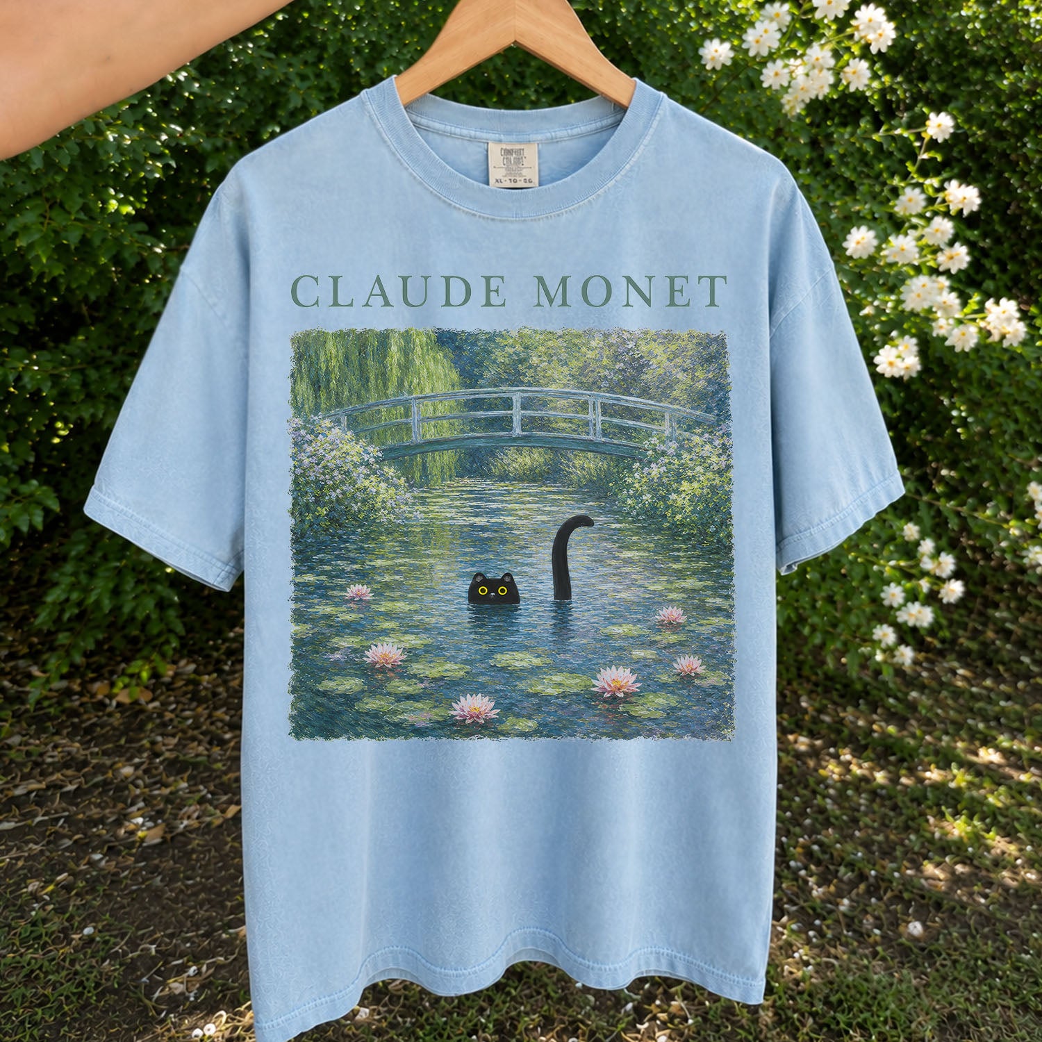 Claude Monet Inspired Black Cat T-Shirt