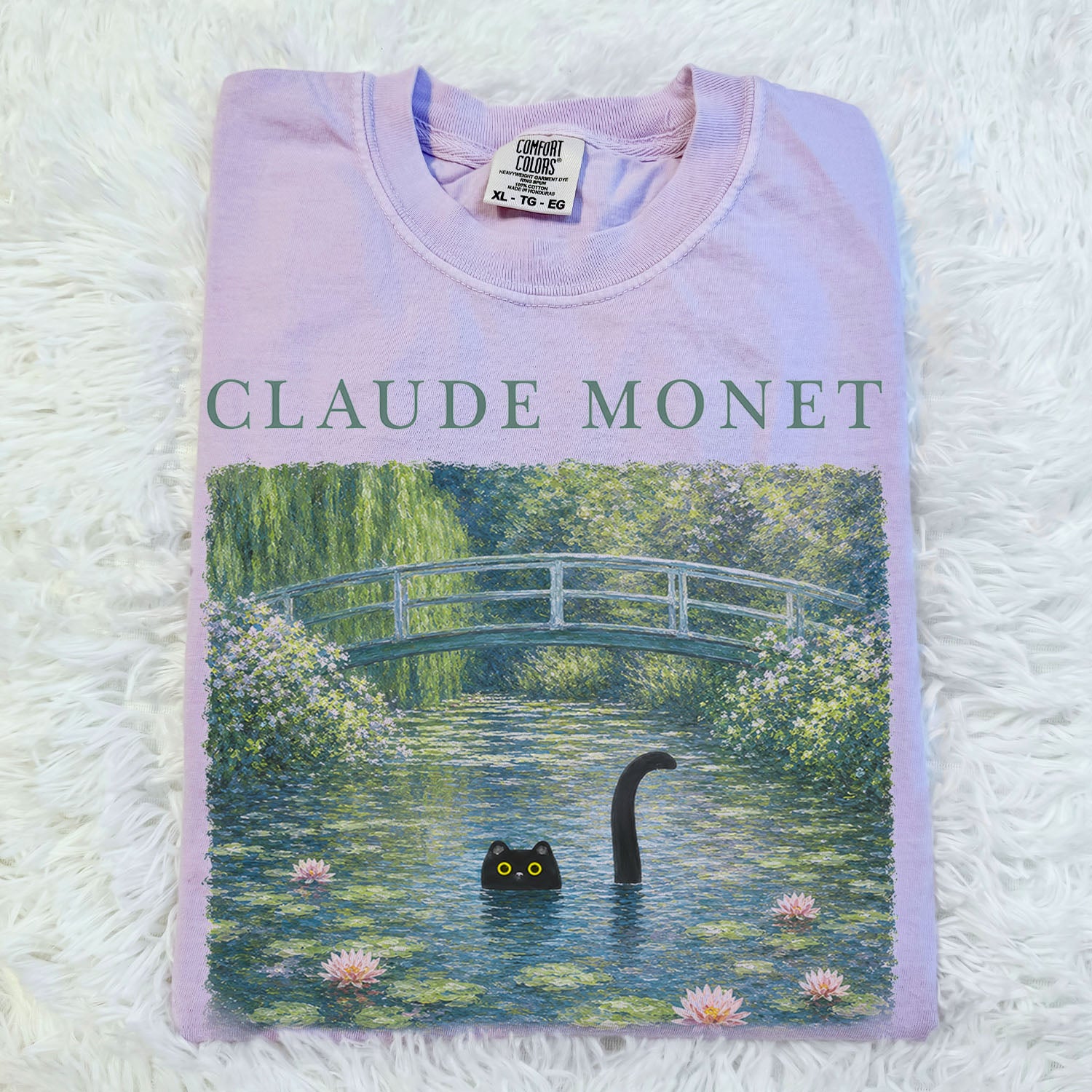 Claude Monet Inspired Black Cat T-Shirt