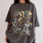 Comfort Colors Jesus Dinosaur Shirt Jesus Riding T Rex Tee Funny Christian Shirt Retro Religious Graphic Tee Dinosaur