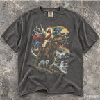 Comfort Colors Jesus Dinosaur Shirt Jesus Riding T Rex Tee Funny Christian Shirt Retro Religious Graphic Tee Dinosaur